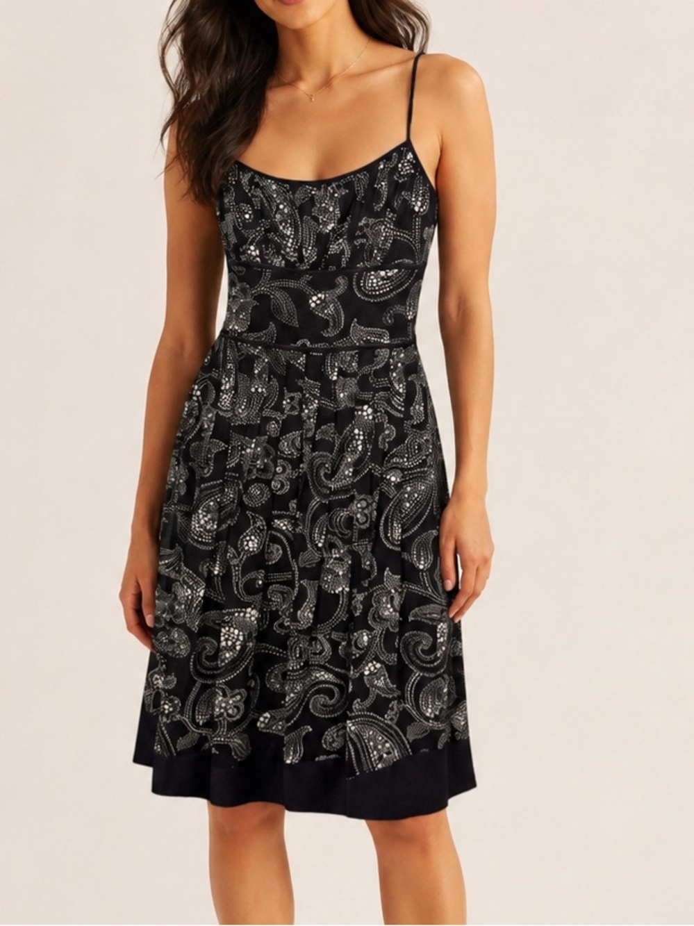 NWT Ann Taylor Black Silk Paisley Print Sleeveless Dress Size 2